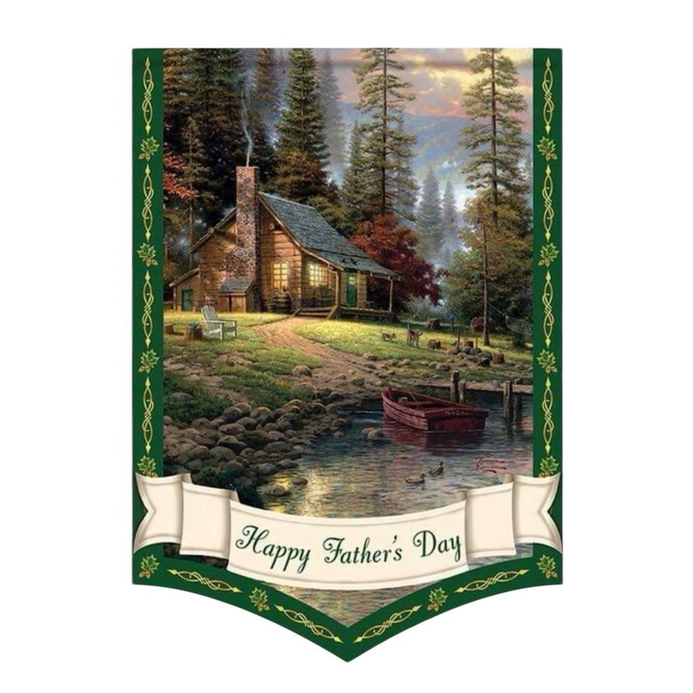 Thomas Kinkade "Happy Father's Day" House Yard Flag Heritage Collection